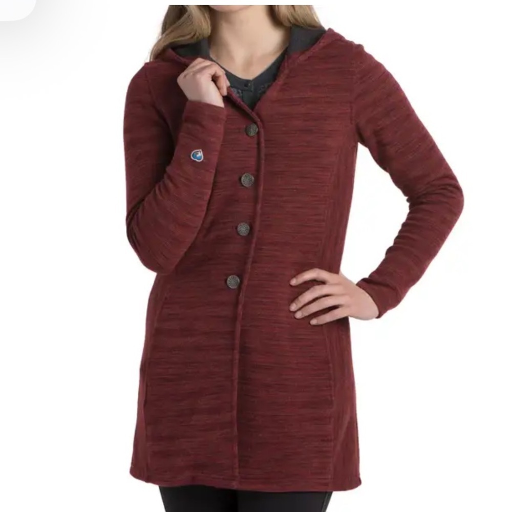 Kuhl Isla Long hooded long cardigan jacket Wool blend outdoor knit size small